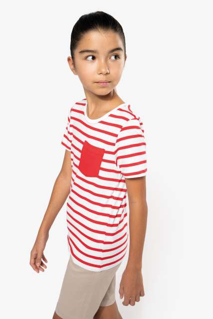 KIDS' STRIPED SHORT SLEEVE SAILOR T-SHIRT WITH POCKET