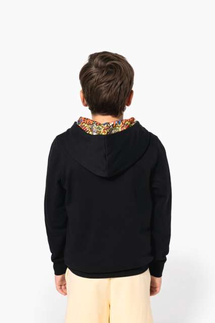UNISEX KIDS CONTRAST PATTERNED HOODED SWEATSHIRT