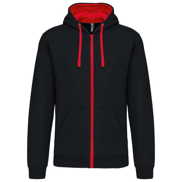 MEN'S CONTRAST HOODED FULL ZIP SWEATSHIRT