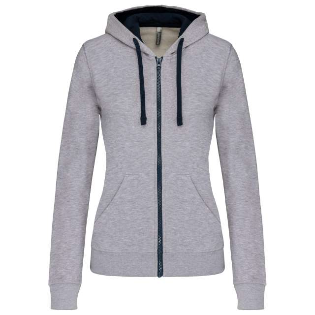 LADIES’ CONTRAST HOODED FULL ZIP SWEATSHIRT