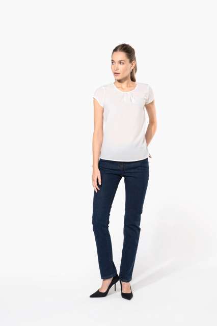 LADIES' SHORT-SLEEVED CREPE BLOUSE