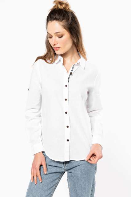LADIES' LONG SLEEVE LINEN AND COTTON SHIRT