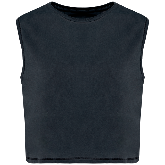 ECO-FRIENDLY LADIES’ SLEEVELESS CROP T-SHIRT