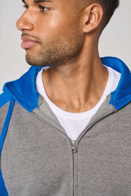 UNISEX TWO-TONE ZIPPED HOODED FLEECE JACKET
