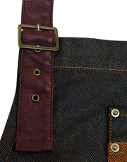 SORT DENIM CU INSERTII PIELE 'DIVISION' WAXED LOOK