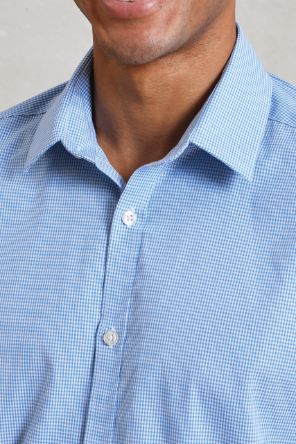 MEN'S LONG SLEEVE GINGHAM COTTON MICROCHECK SHIRT