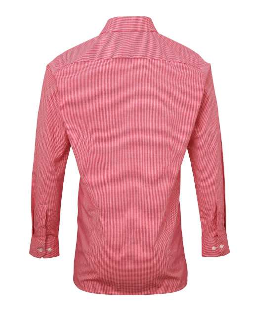MEN'S LONG SLEEVE GINGHAM COTTON MICROCHECK SHIRT