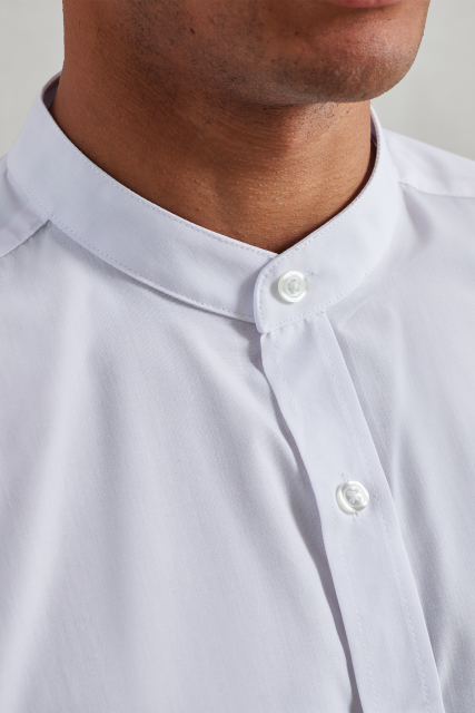 BANDED COLLAR 'GRANDAD' LONG SLEEVE SHIRT