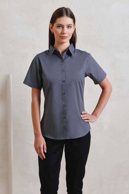 WOMEN'S SHORT SLEEVE POPLIN BLOUSE