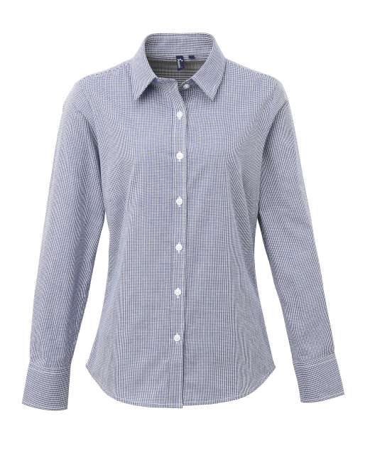 WOMEN'S LONG SLEEVE GINGHAM MICROCHECK SHIRT